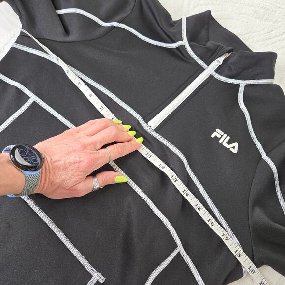 FILA Sport EUC running 1/4 zip pullover long sleeve Medium black white - Picture 10 of 16